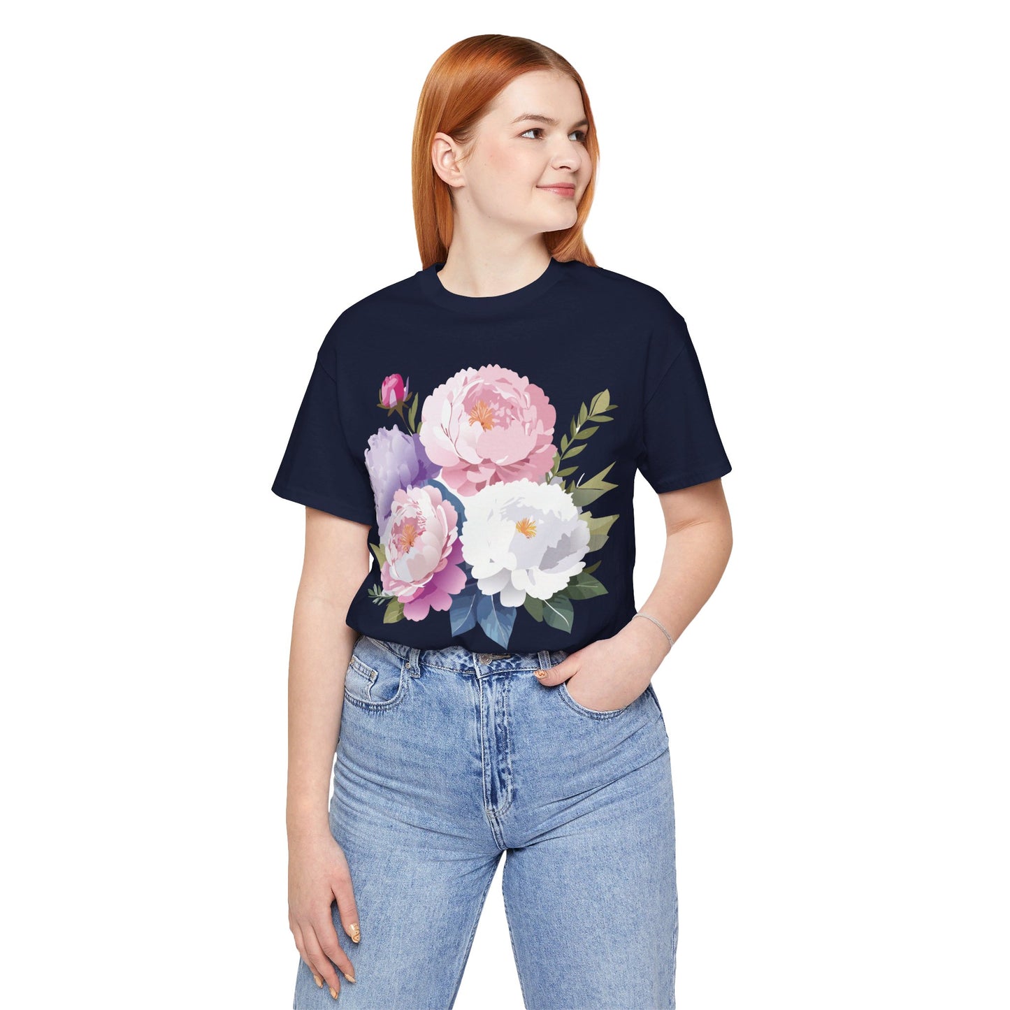 T-Shirt aus natürlicher Baumwolle mit Blumen