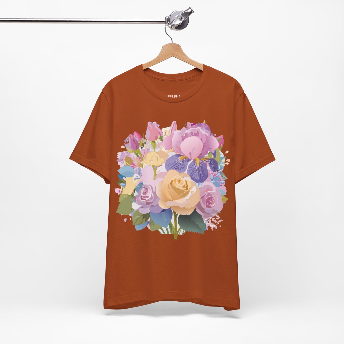 T-shirt en coton naturel avec fleurs