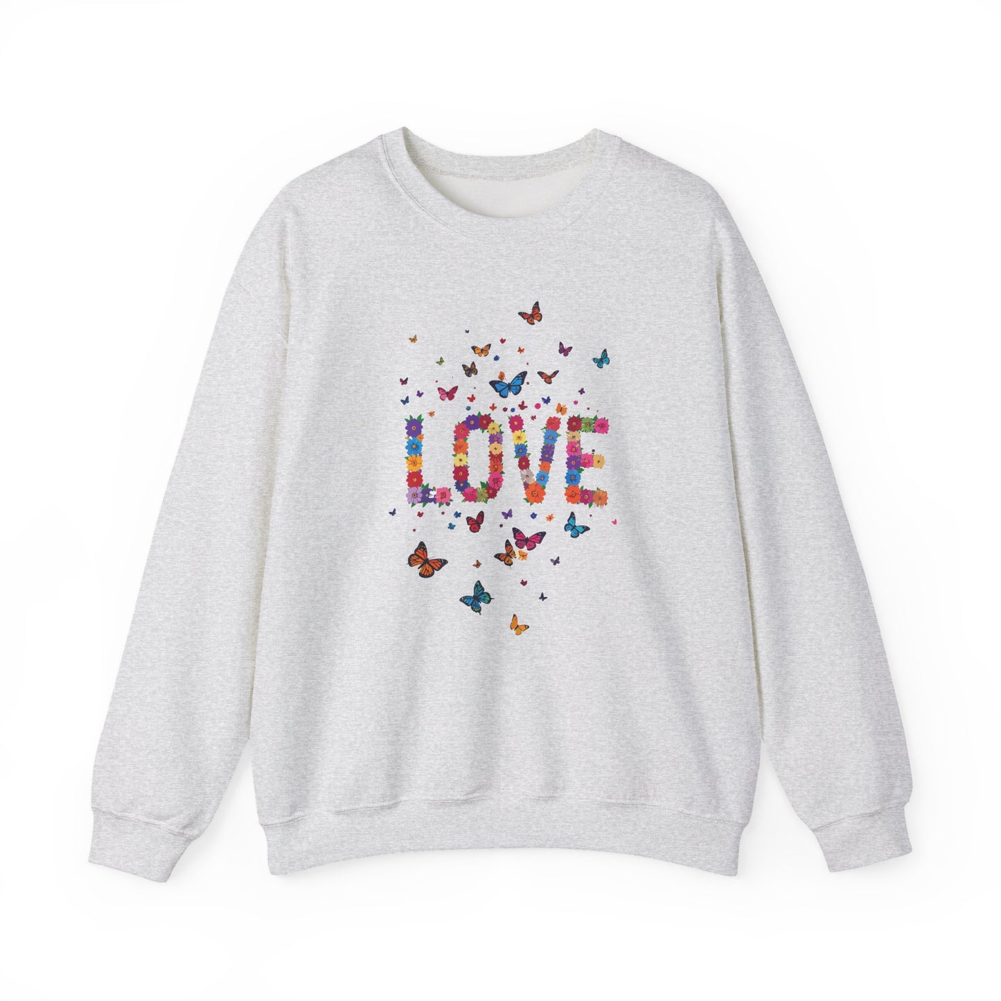 Unisex Floral Love Sweatshirt Fifty Fifty Cotton Poly Valentines Day