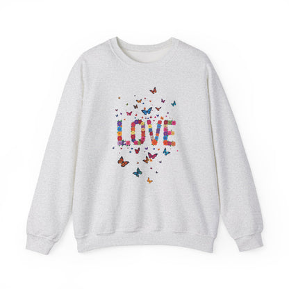 Unisex Floral Love Sweatshirt Fifty Fifty Cotton Poly Valentines Day