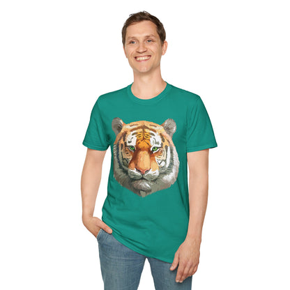 Tiger Print Shirt Unisex Animal Tee Gildan Softstyle 64000 Cotton Comfort