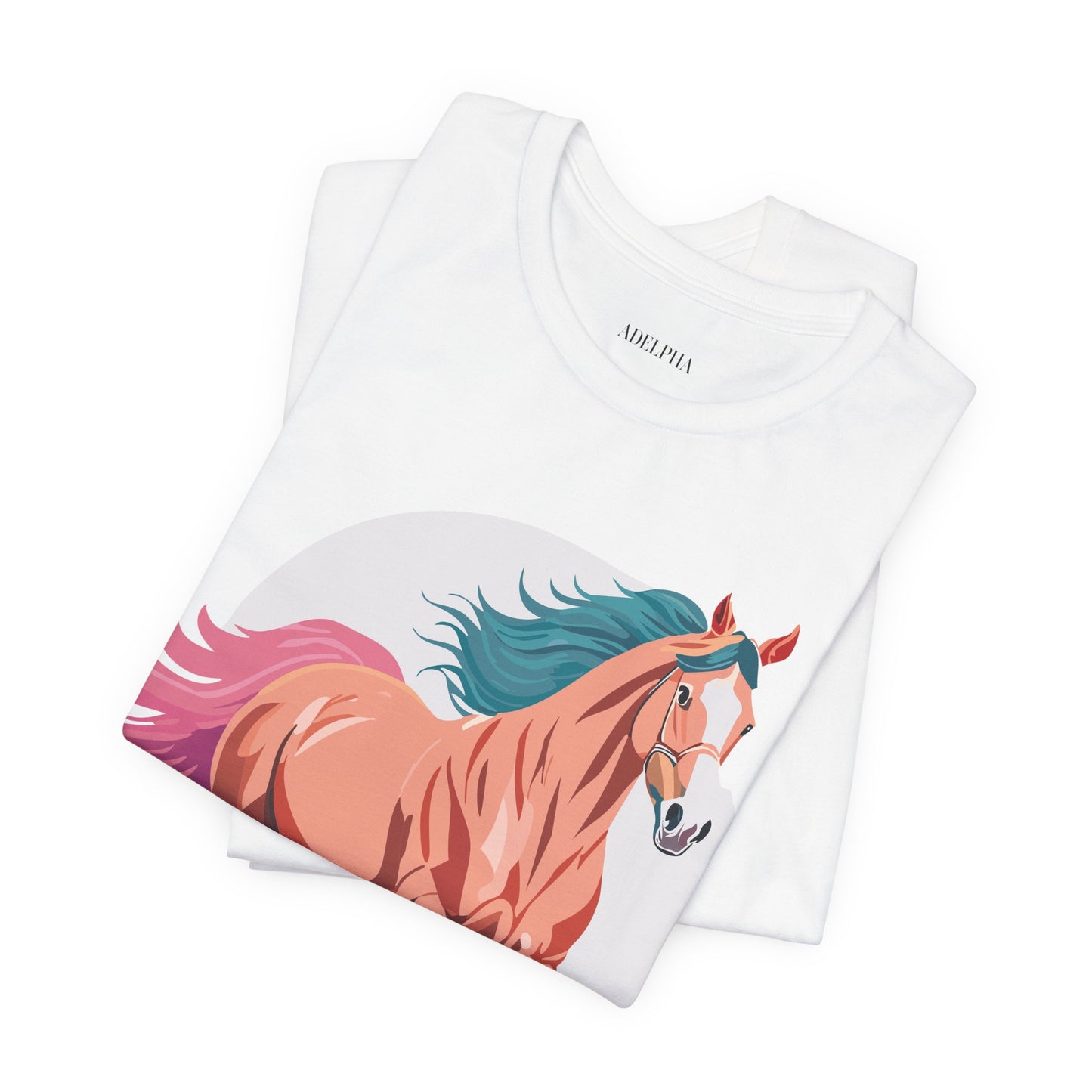 Natural Cotton Tee Shirt with Horse