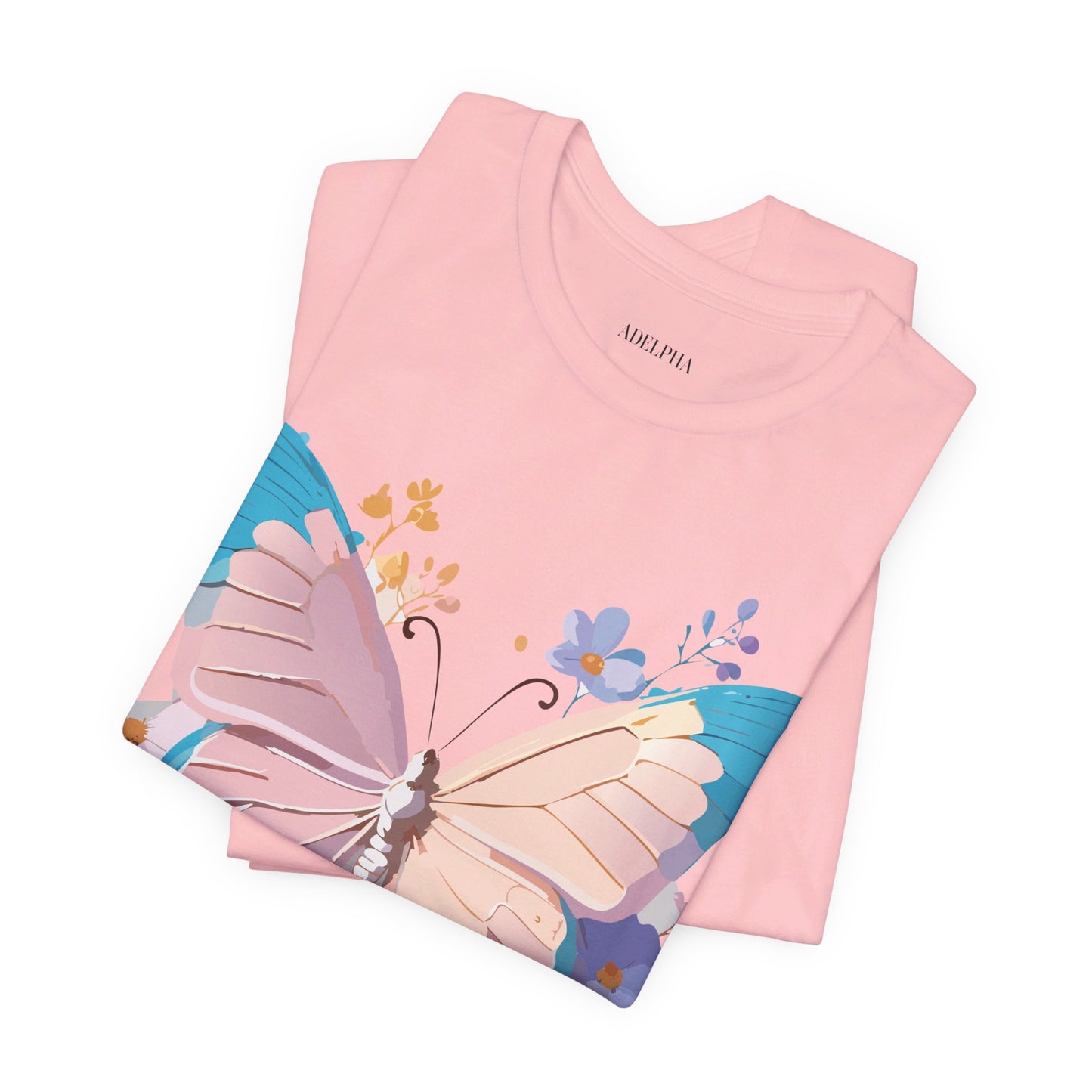 Natural Cotton Tee Shirt with Butterfly