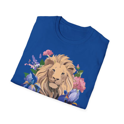 Unisex Softstyle Lion Shirt Floral Lion Tee Animal Print Graphic Tee