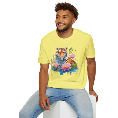 Tiger Print Unisex T Shirt Gildan Softstyle 64000 Animal Tee