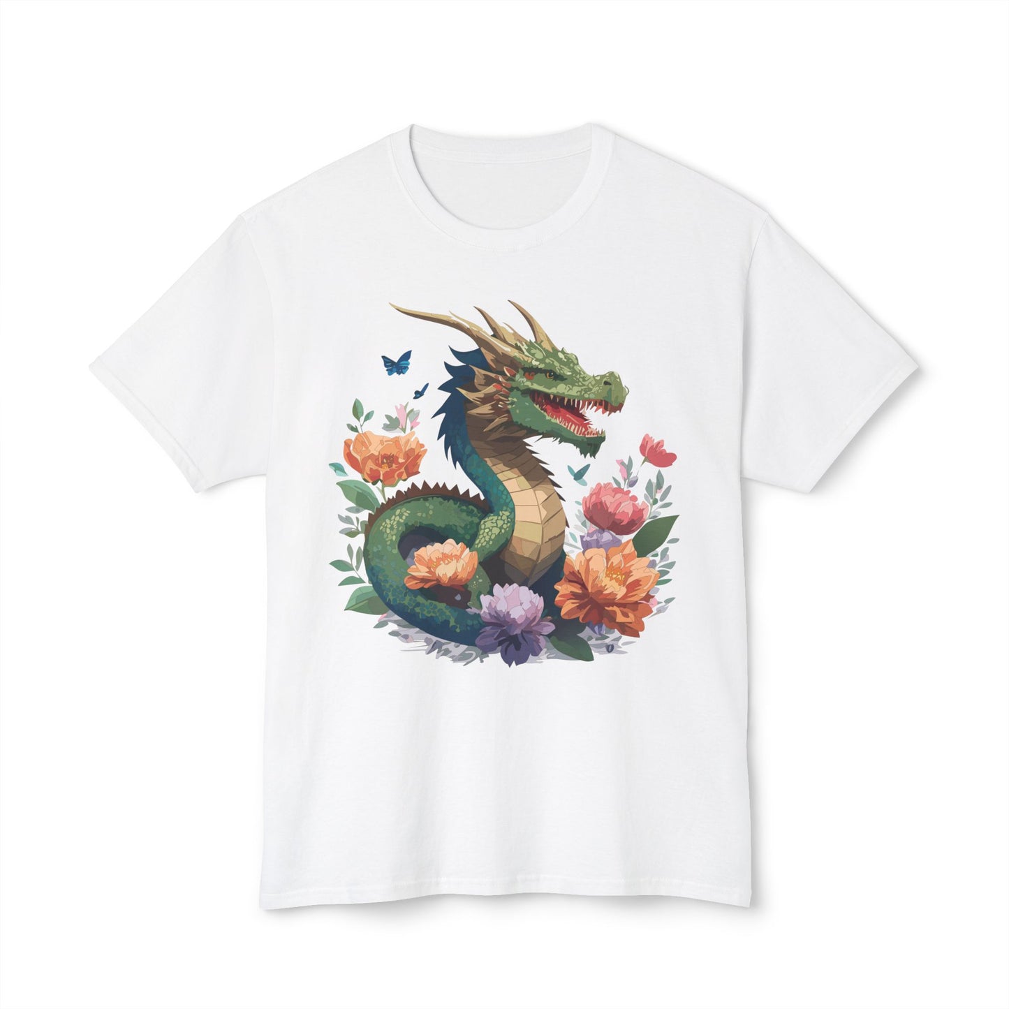 Dragon T-Shirt, Vintage Dragon Tee, Floral Tees, Dragon Art Design Shirt, Tee Shirt with Dragon 6
