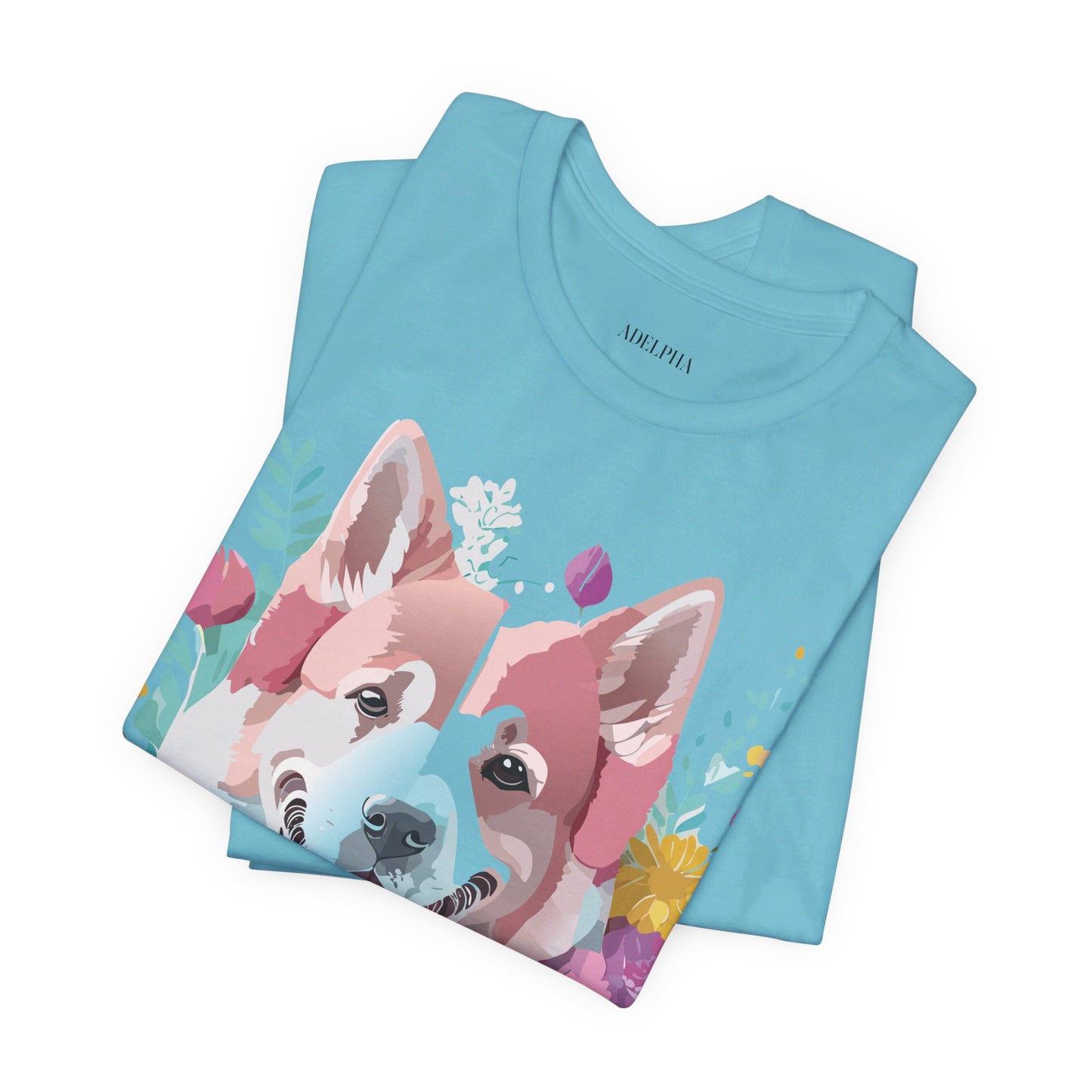 Natural Cotton Tee Shirt with Dog