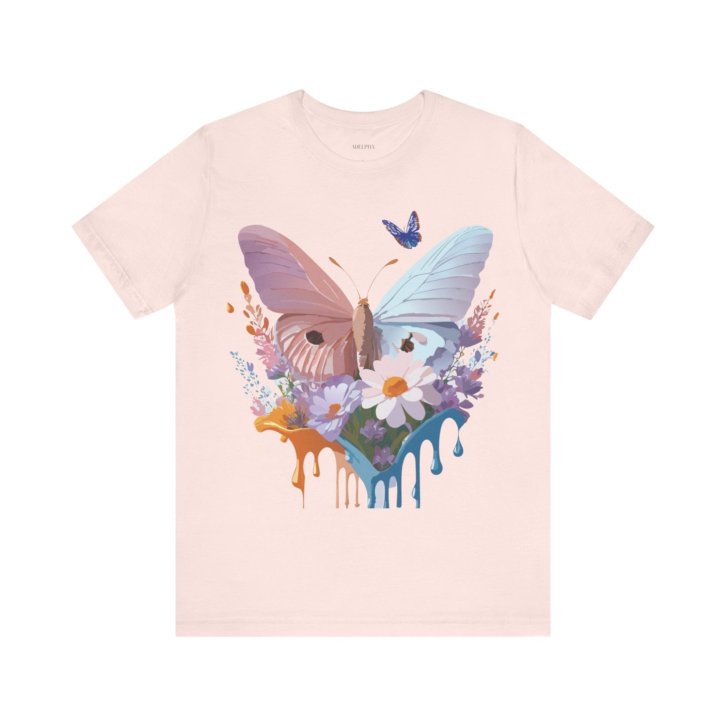 Natural Cotton Tee Shirt with Butterfly