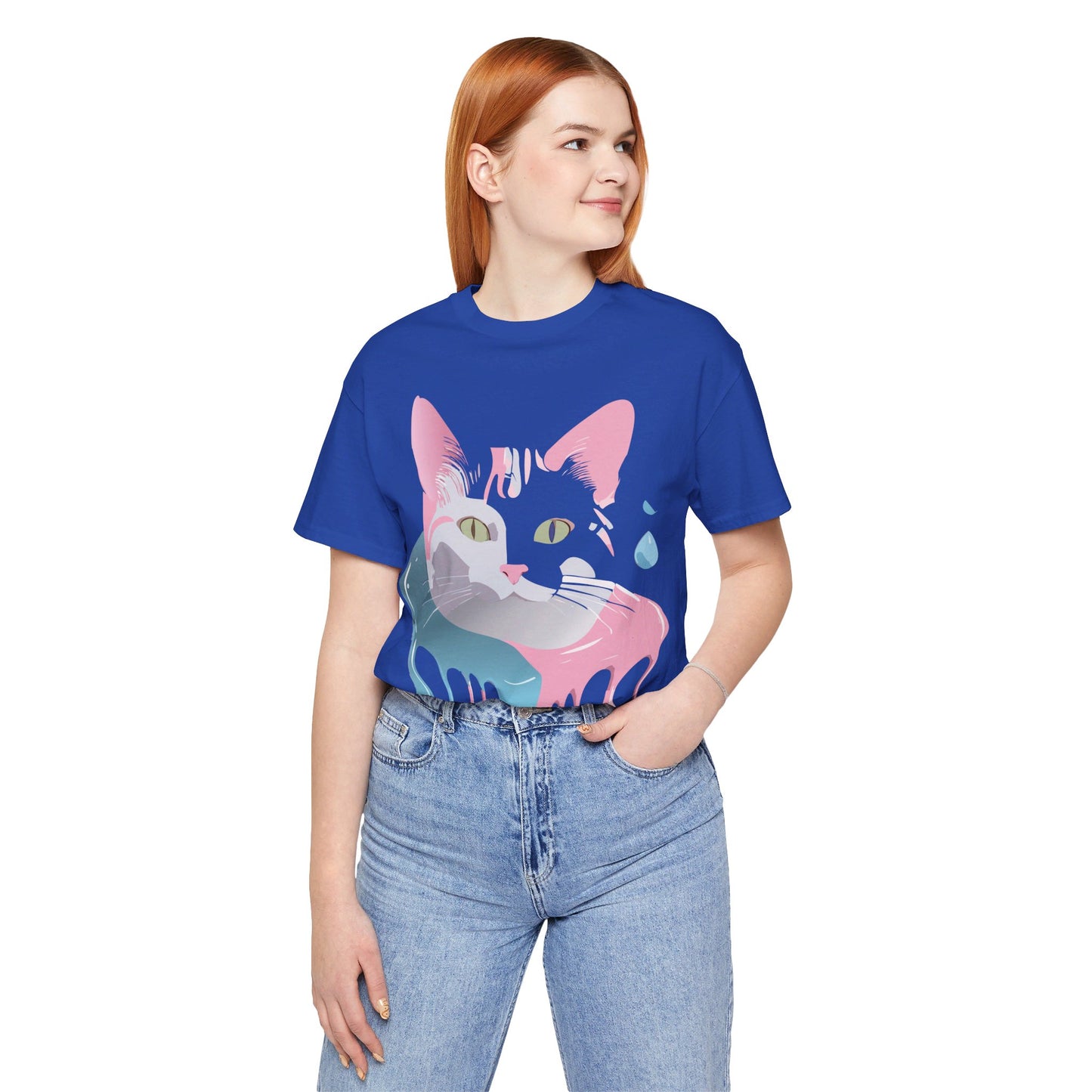 Natural Cotton Tee Shirt with Cat