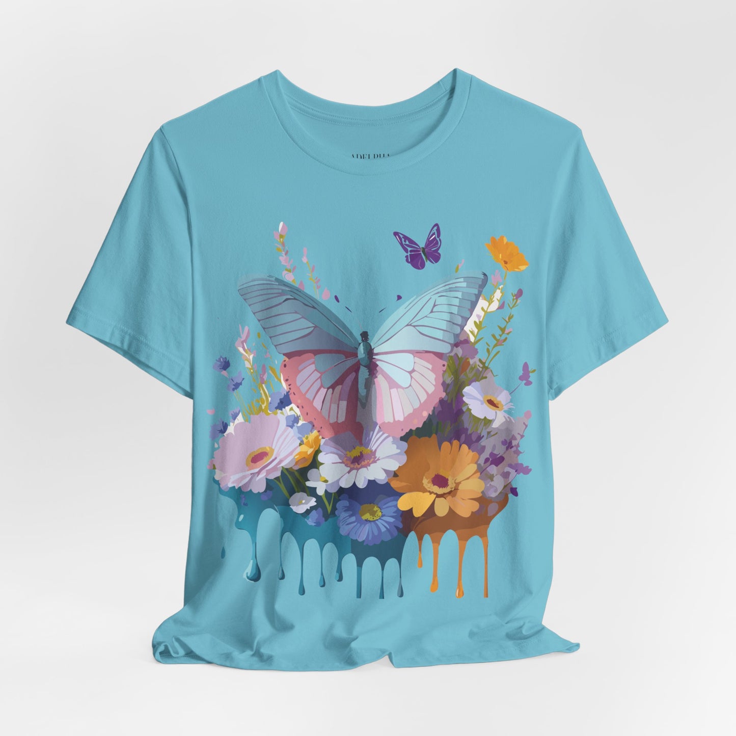 Natural Cotton Tee Shirt with Butterfly