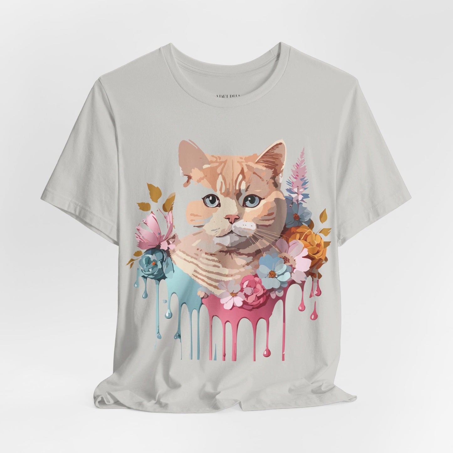 Natural Cotton Tee Shirt with Cat