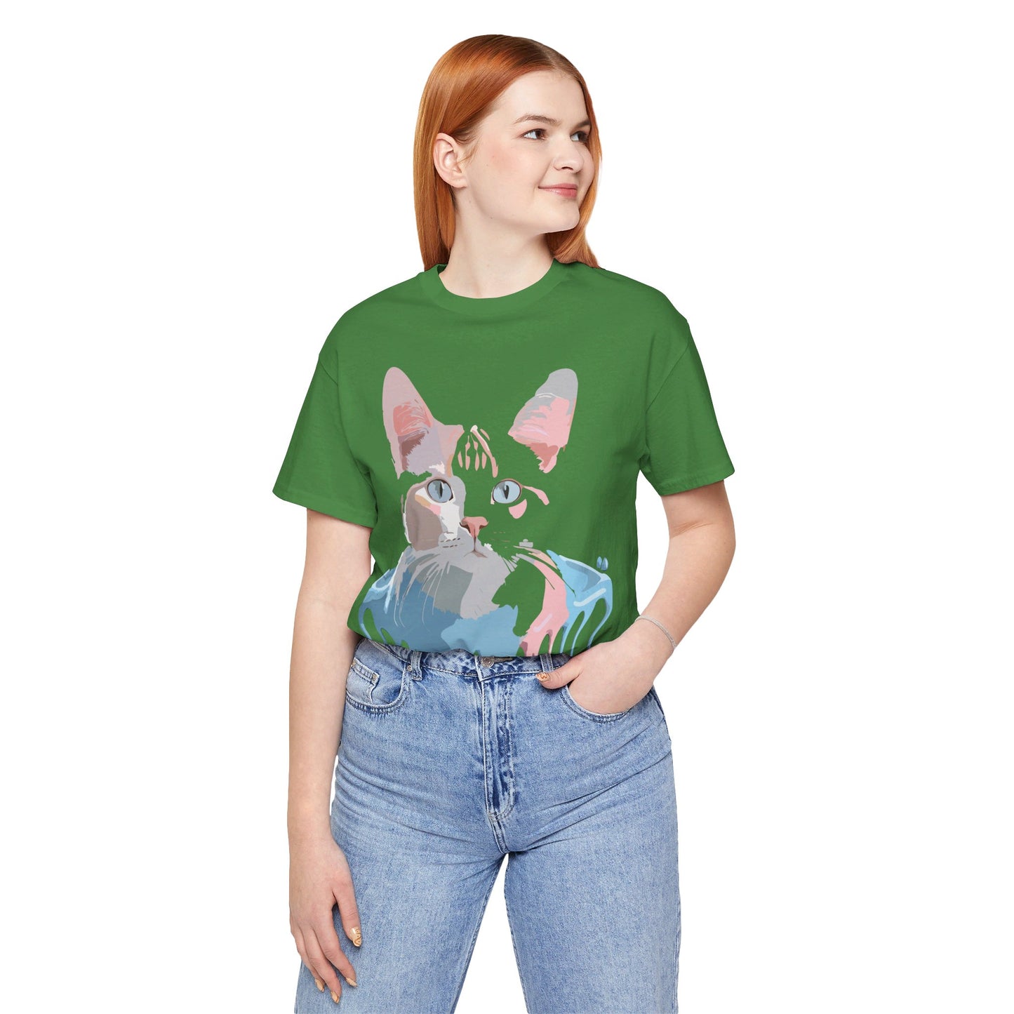 Natural Cotton Tee Shirt with Cat