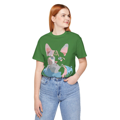 Natural Cotton Tee Shirt with Cat Printify