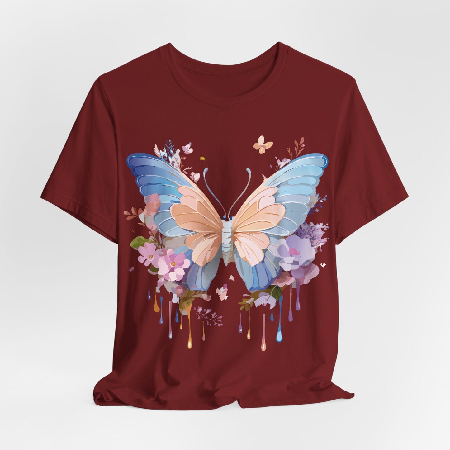 Natural Cotton Tee Shirt with Butterfly