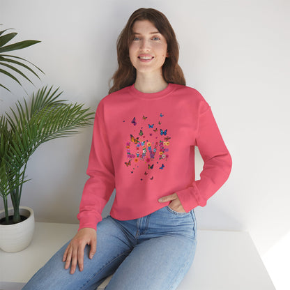 Unisex Floral Love Butterfly Sweatshirt 50 50 Cotton Poly Valentines Day