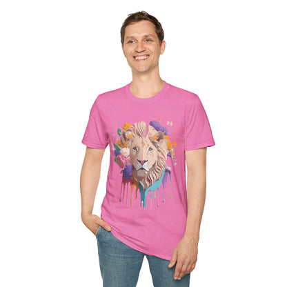 Unisex Lion Shirt Floral Lion Tee Softstyle 64000 Gildan Cotton Tee
