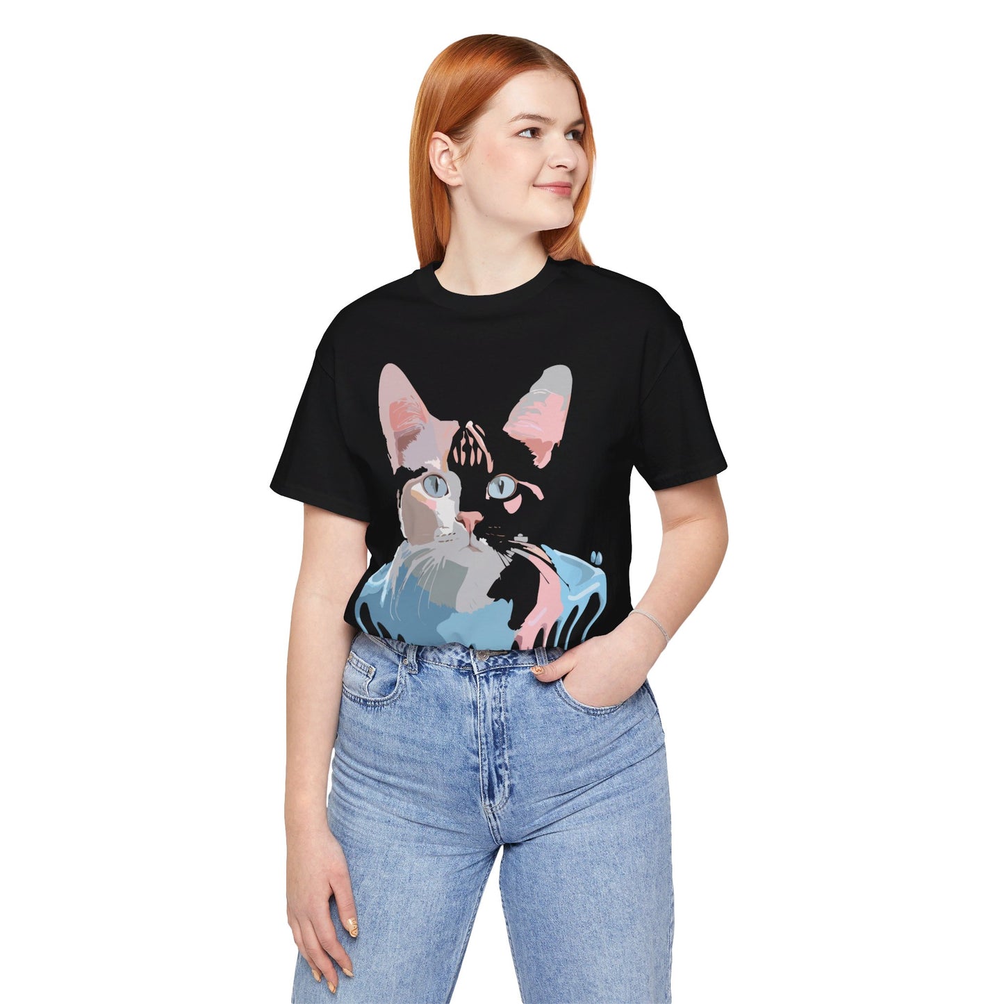 Natural Cotton Tee Shirt with Cat