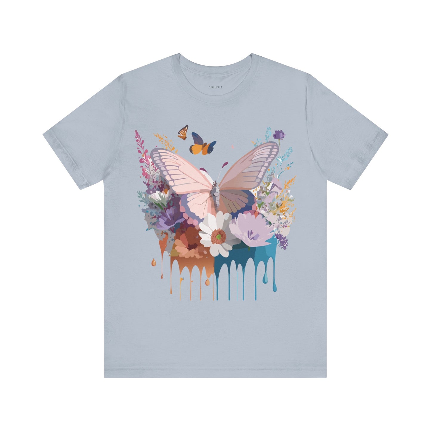 Natural Cotton Tee Shirt with Butterfly