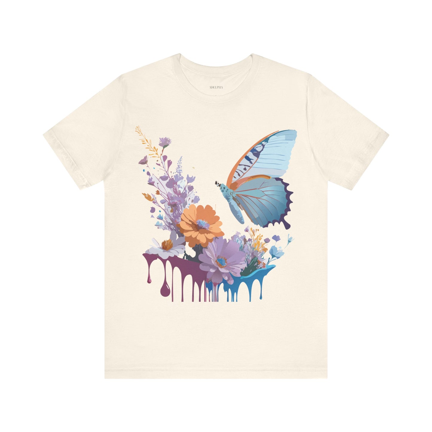 Natural Cotton Tee Shirt with Butterfly