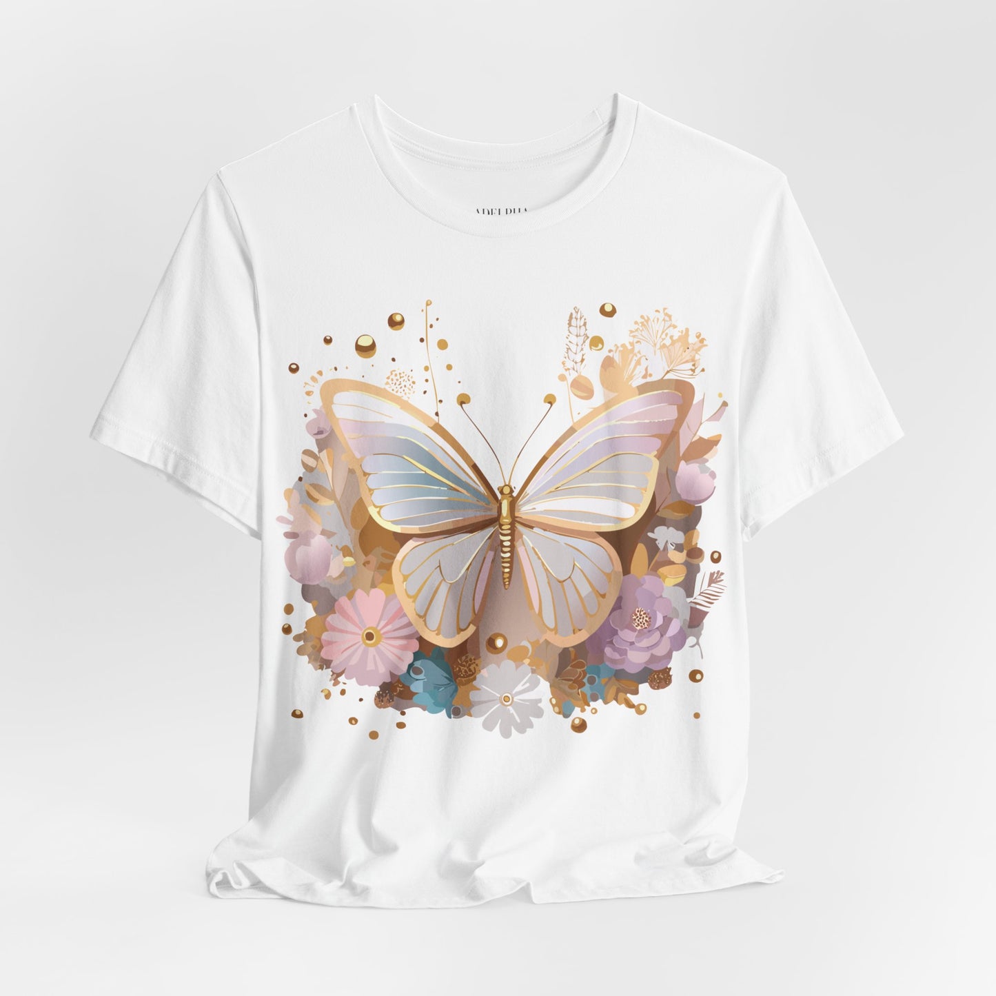 Natural Cotton Tee Shirt with Butterfly