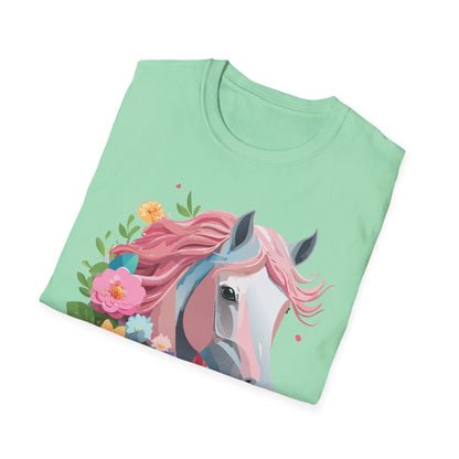 Unisex Horse Shirt Softstyle Cotton Tee With Animal Print Design