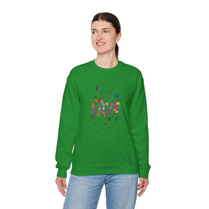 Unisex Floral Love Butterfly Sweatshirt 50 50 Cotton Poly Valentines Day