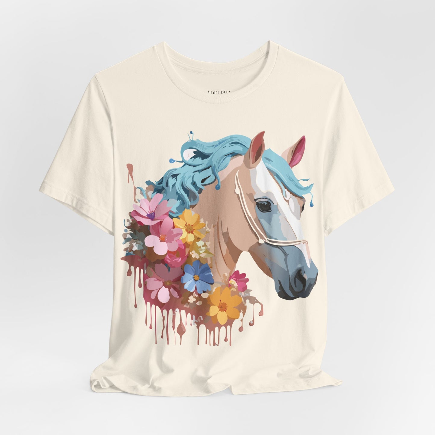 Natural Cotton Tee Shirt with Horse