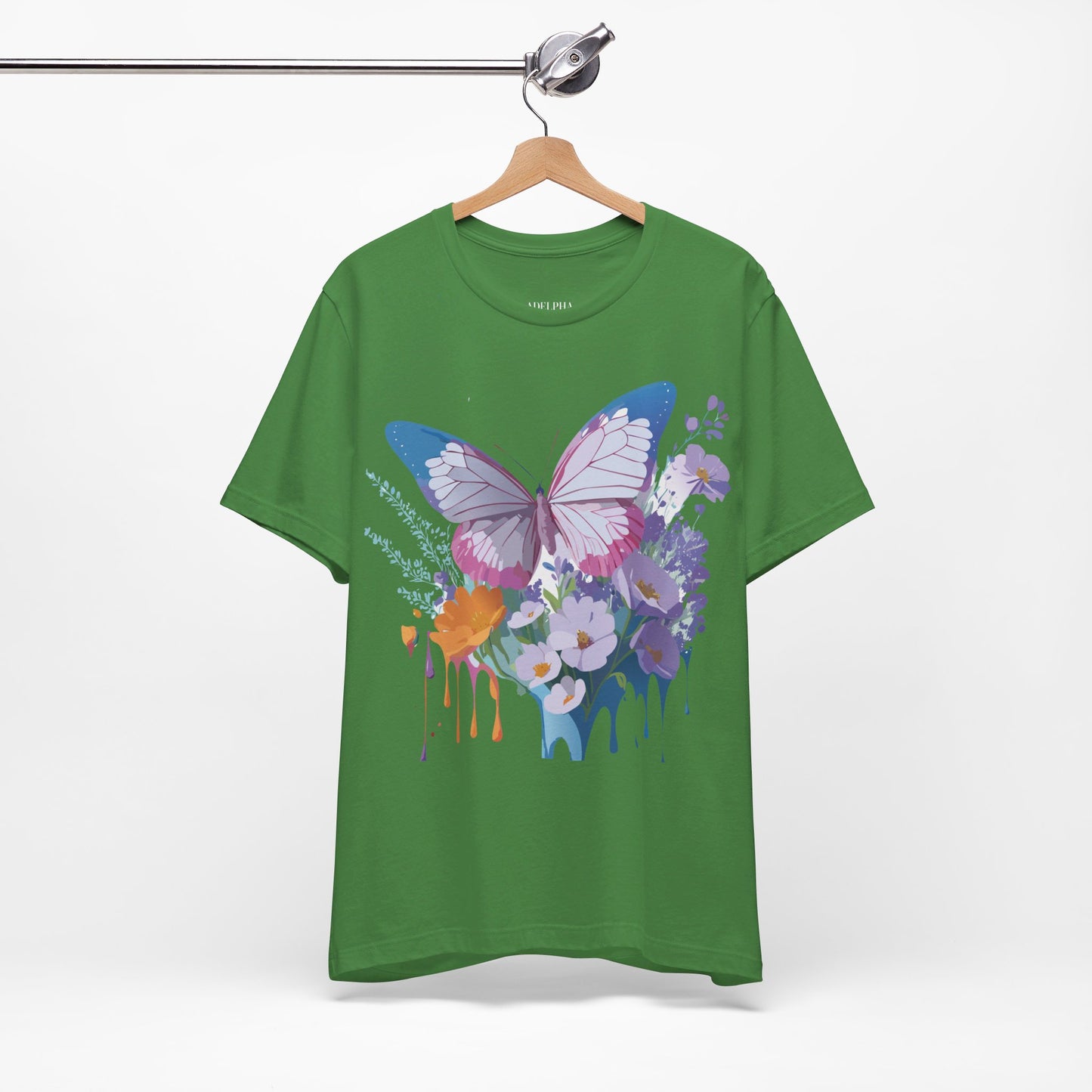 Natural Cotton Tee Shirt with Butterfly