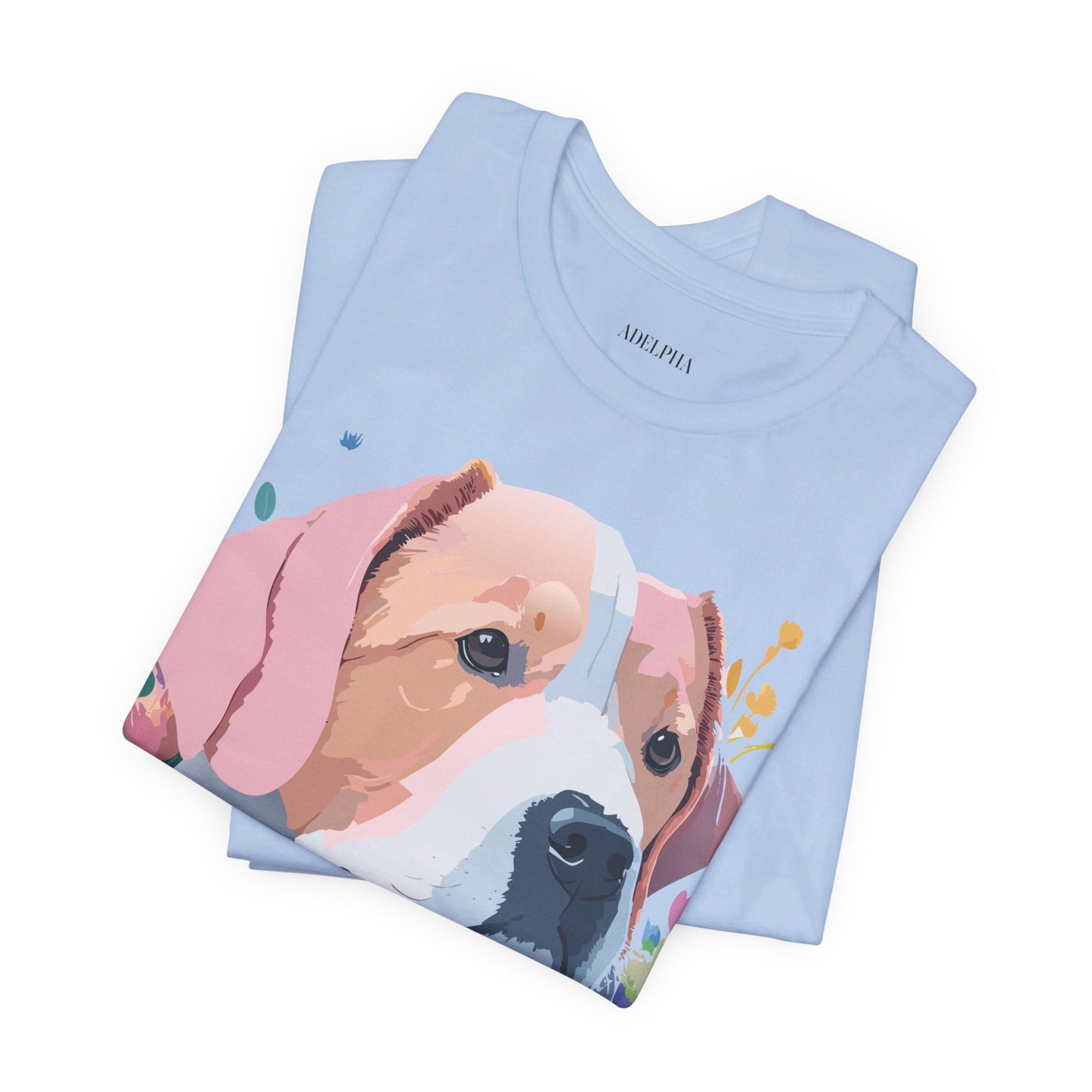 Natural Cotton Tee Shirt with Dog