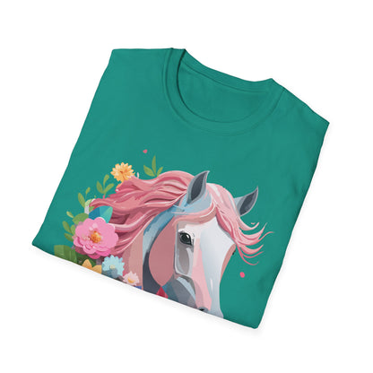 Unisex Horse Shirt Softstyle Cotton Tee With Animal Print Design