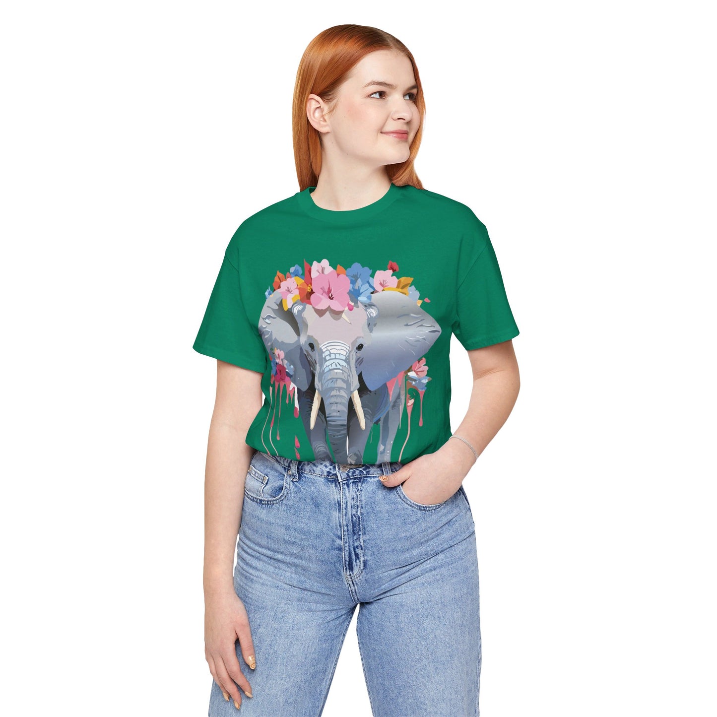 T-shirt en coton naturel avec motif éléphant