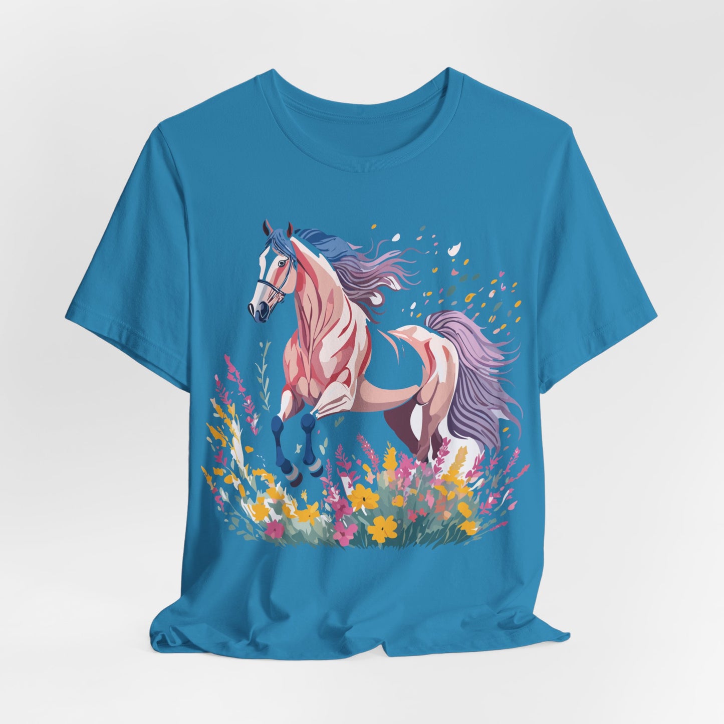 Natural Cotton Tee Shirt with Horse