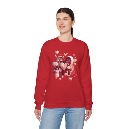 Unisex Floral Big Heart Sweatshirt Love Floral Valentine Day Cotton Poly Blend