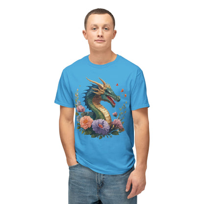 Dragon Art Design Shirt Unisex Cotton T Shirt Floral Print Tee
