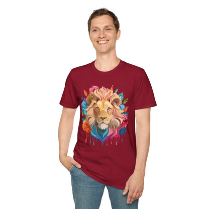 Lion Shirt Unisex Floral Lion Tee Gildan Softstyle 64000 Lightweight Cotton Tee