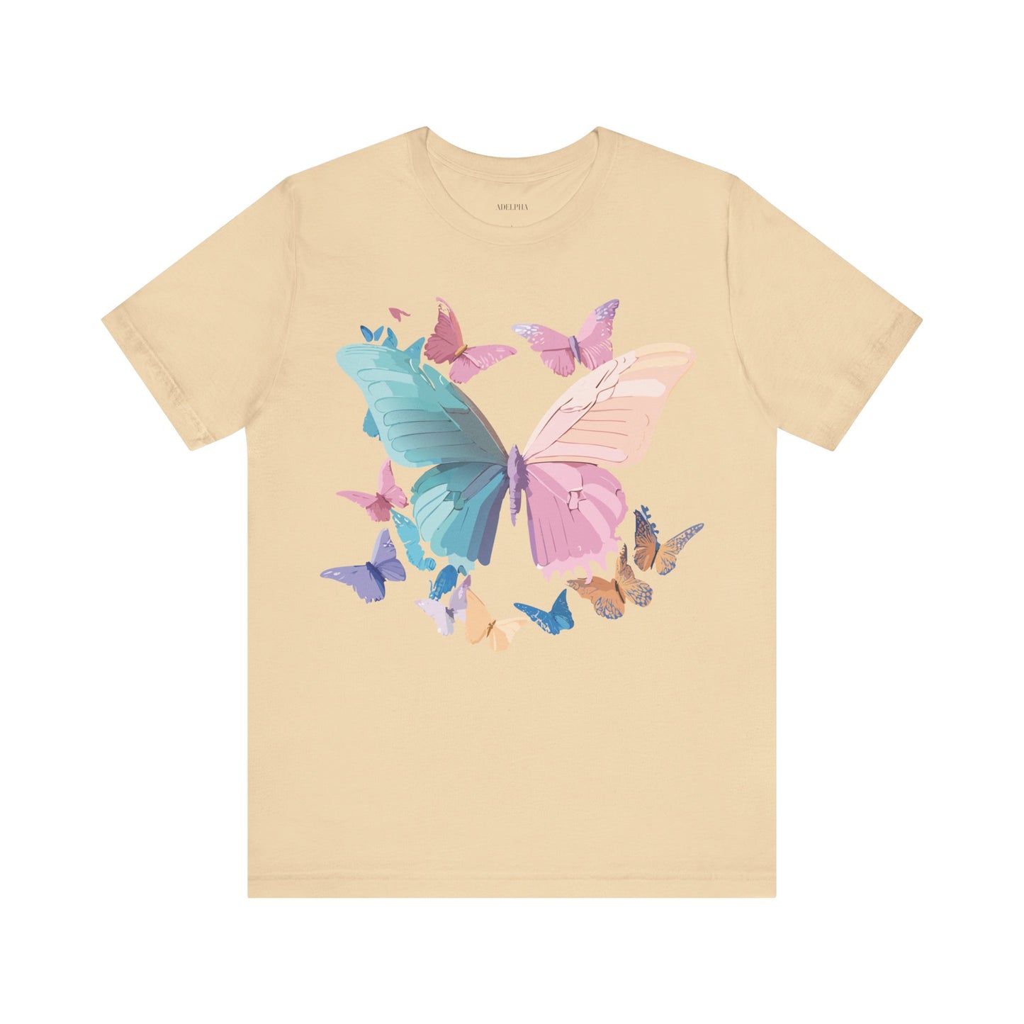 Natural Cotton Tee Shirt with Butterfly