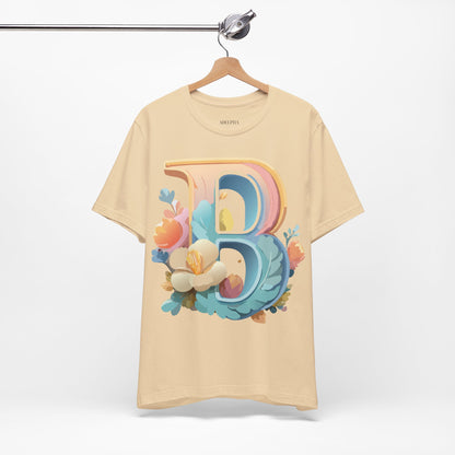 Natural Cotton Tee Shirt - Letters Collection - B Printify