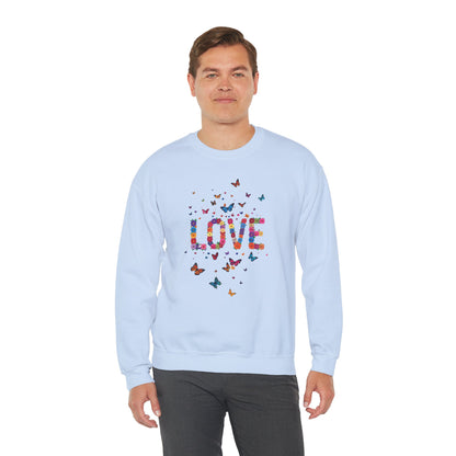 Unisex Floral Love Sweatshirt Fifty Fifty Cotton Poly Valentines Day