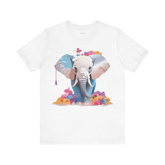 Natural Cotton Tee Shirt with Elephant