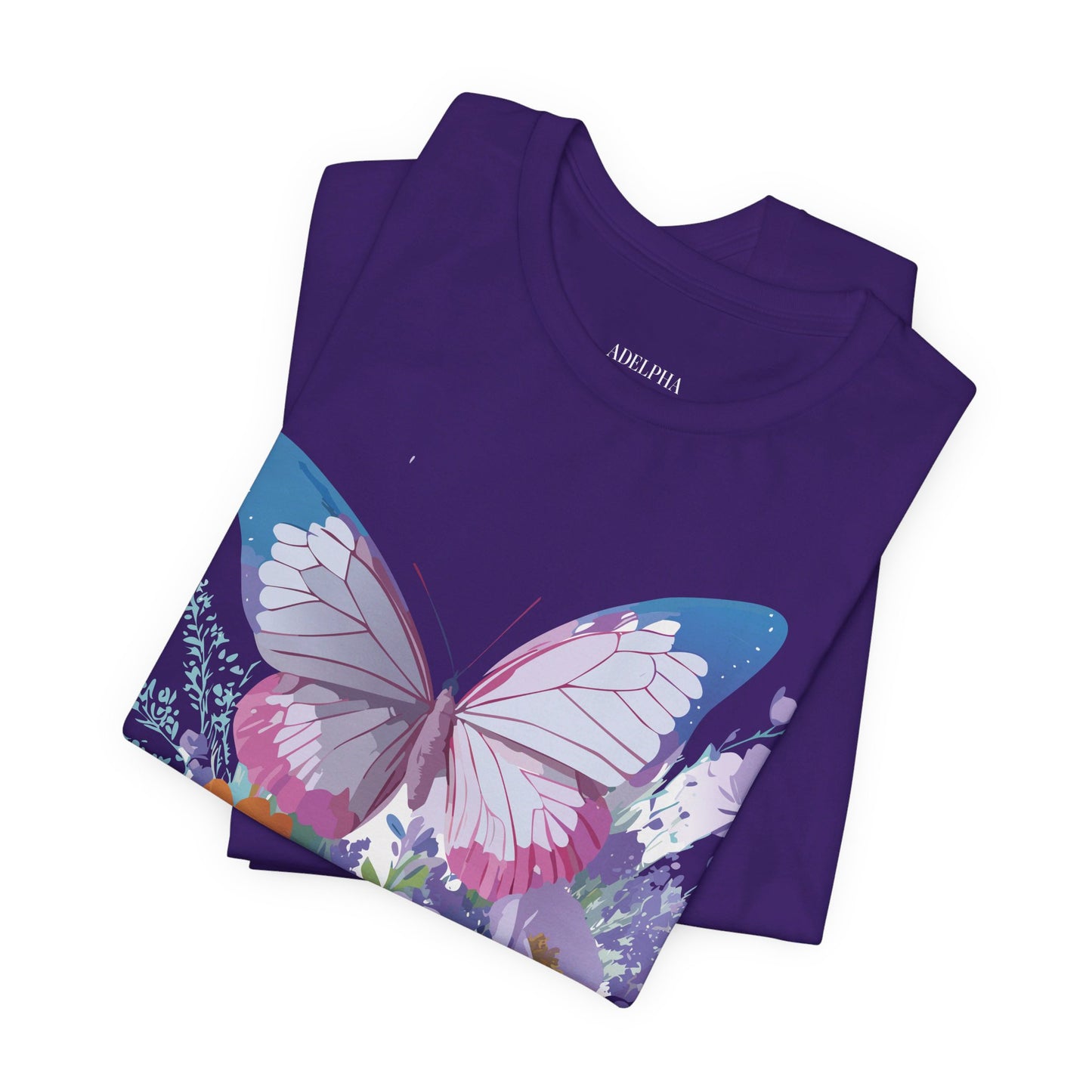 Natural Cotton Tee Shirt with Butterfly