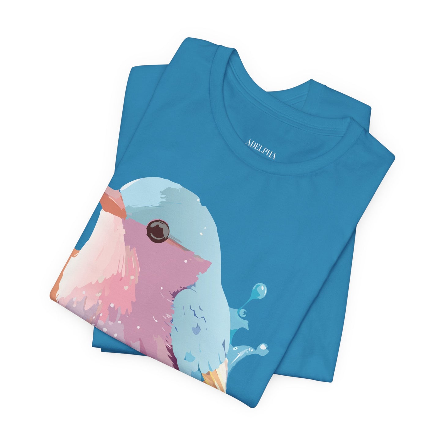 Natural Cotton Tee Shirt with Bird