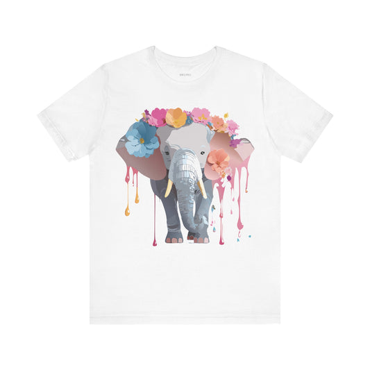 Natural Cotton Tee Shirt with Elephant