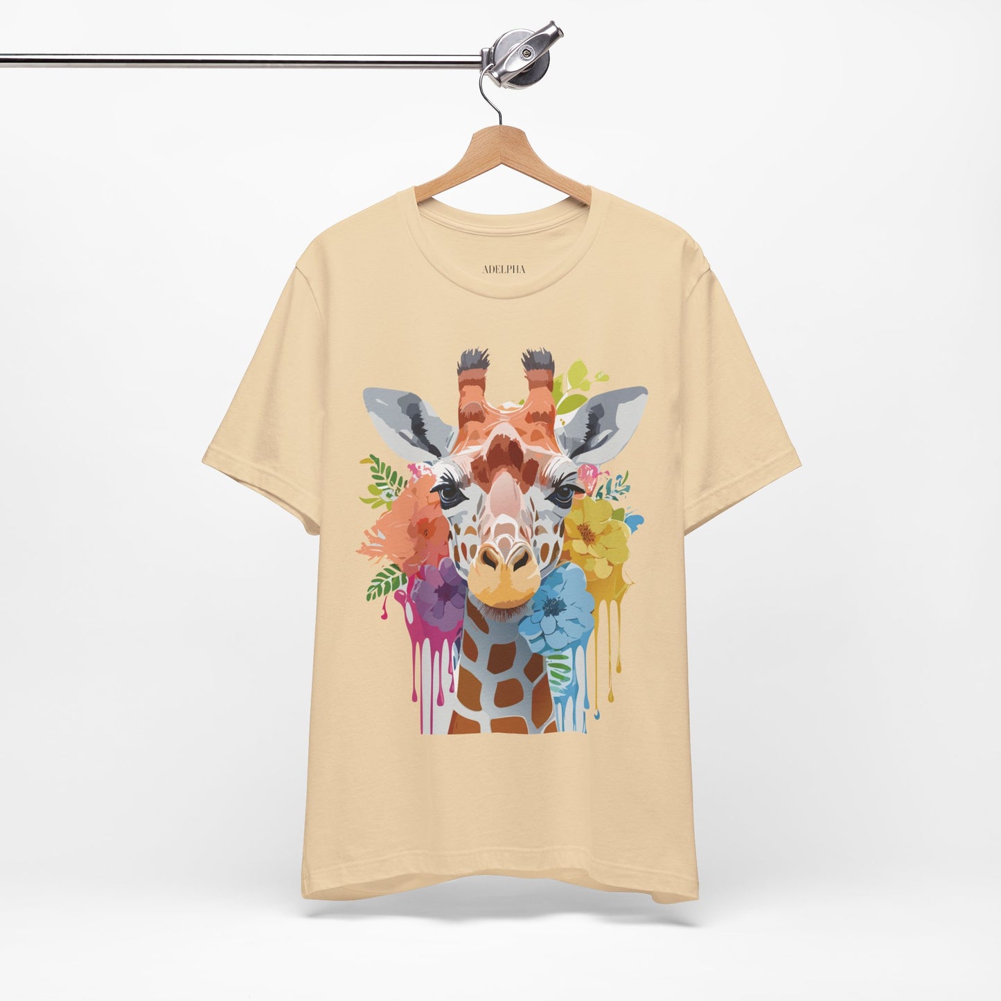 Natural Cotton Tee Shirt with Giraffe