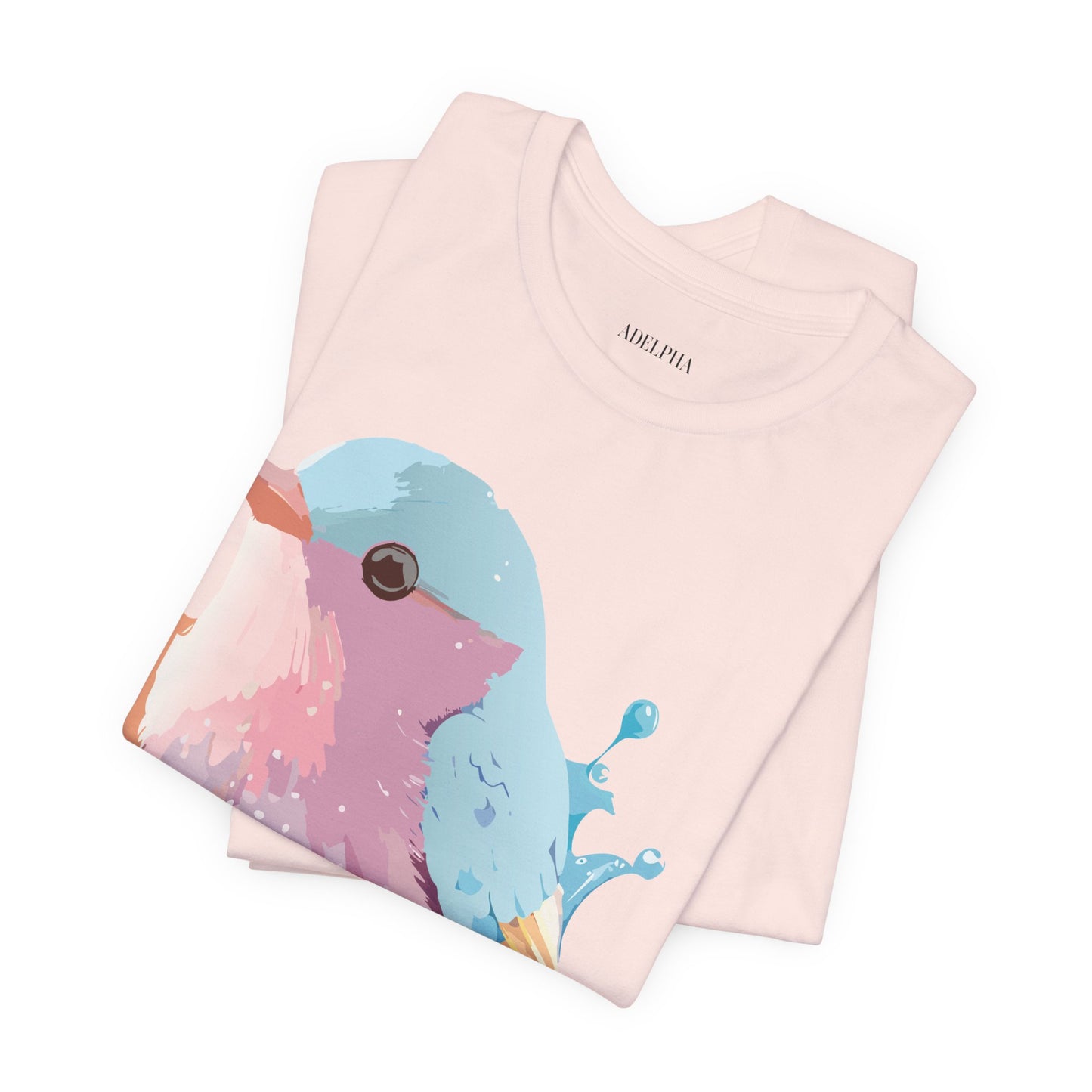 Natural Cotton Tee Shirt with Bird