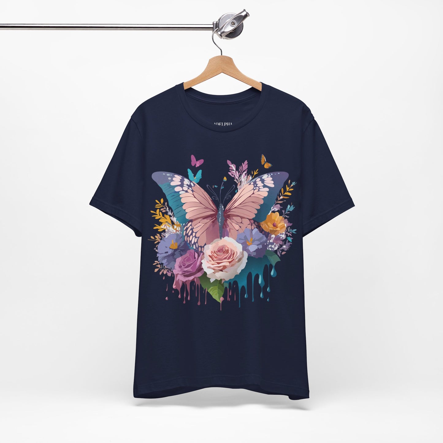 Natural Cotton Tee Shirt with Butterfly