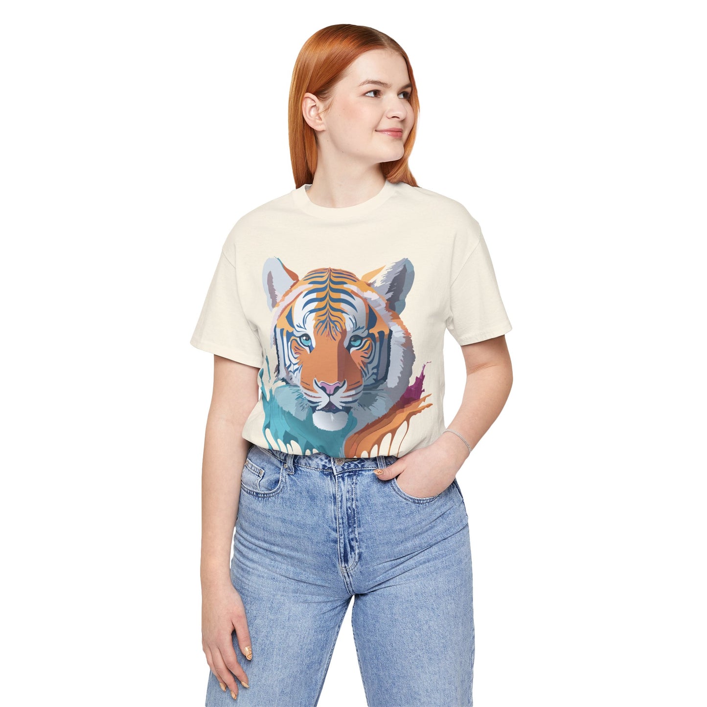 Natural Cotton Tee Shirt with Tiger