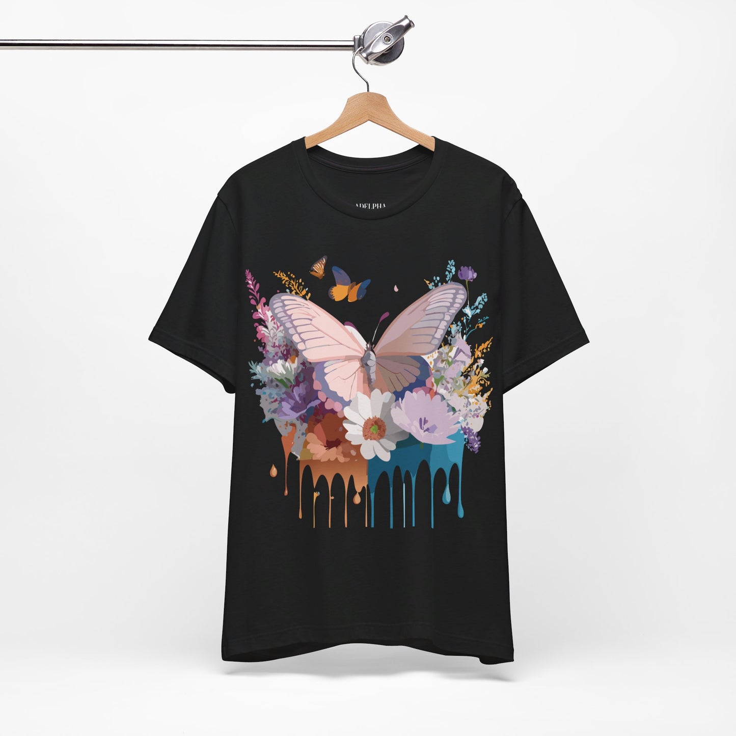 Natural Cotton Tee Shirt with Butterfly