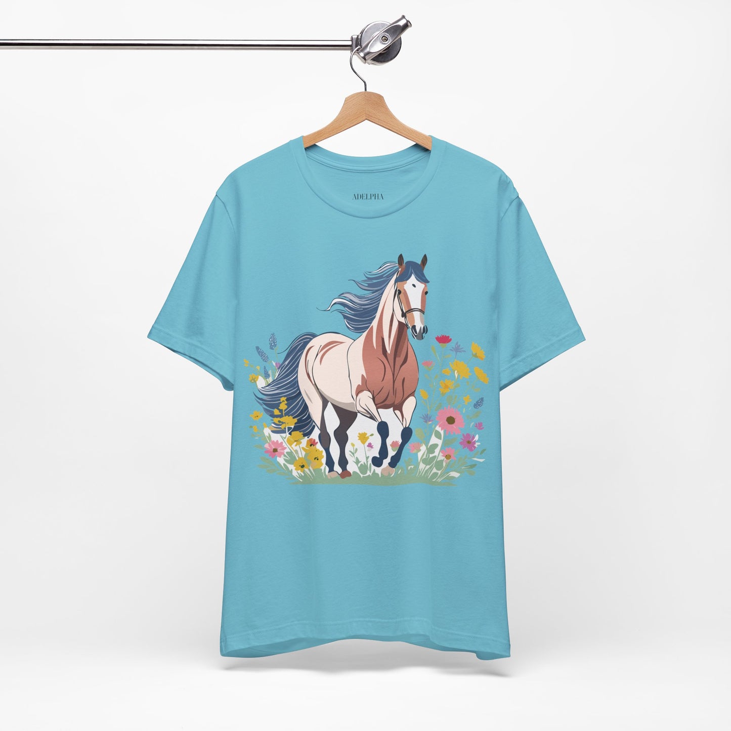 Natural Cotton Tee Shirt with Horse