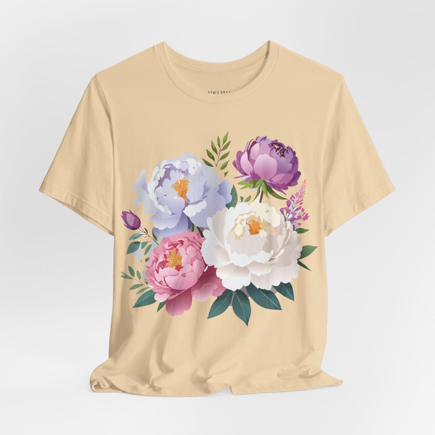 T-shirt en coton naturel avec fleurs