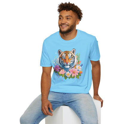 Tiger Print Unisex Softstyle T Shirt 100 Percent Ring Spun Cotton Tee